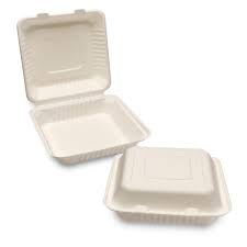 Compostable White Clamshell Boxes 9'' x 9'' - Case of 200